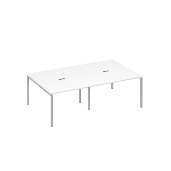Стол 240x144 для переговоров на каркасе DUE металл белый премиум / металлокаркас серый
