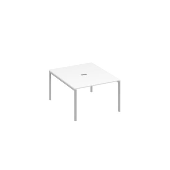 Стол 120 на металлокаркасе DUE переговорный белый премиум / металлокаркас серый