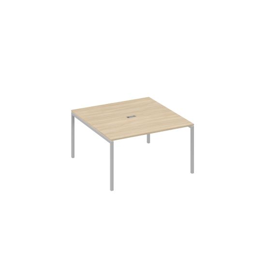 Стол 140 на металлокаркасе DUE для переговоров дуб скандинавский / металлокаркас серый