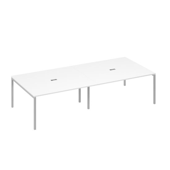 Стол для переговоров 320x144 опоры DUE белый премиум / металлокаркас серый