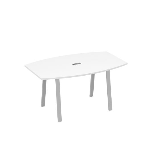 Стол 160 переговорный на ножках TRE белый премиум / металлокаркас серый