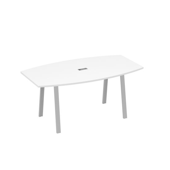 Стол 180 на опорах TRE для переговоров белый премиум / металлокаркас серый