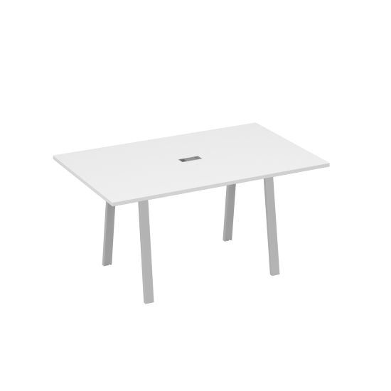 Стол 160 в переговорную металлокаркас TRE белый премиум / металлокаркас серый