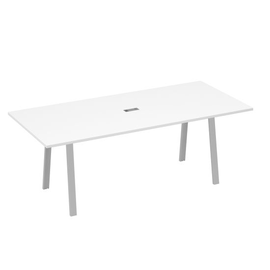 Стол 220 на каркасе TRE для переговоров белый премиум / металлокаркас серый