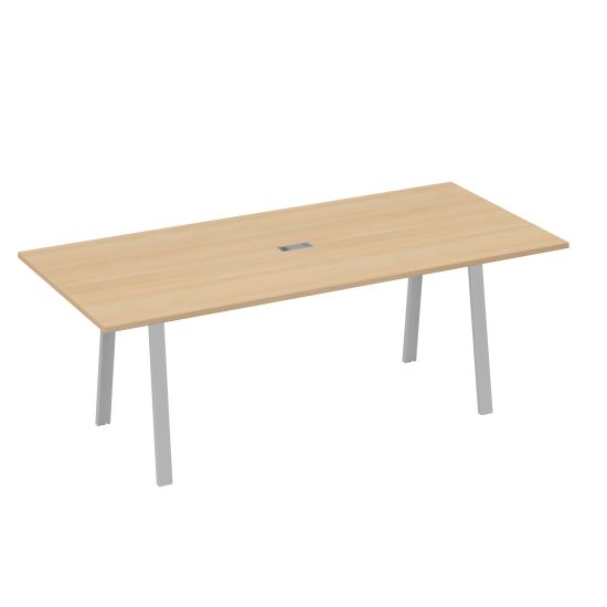 Стол 220 на каркасе TRE для переговоров натуральный дуб / металлокаркас серый