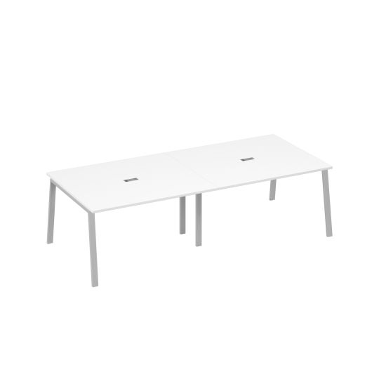 Стол 280 переговорный с металлокаркасом TRE белый премиум / металлокаркас серый
