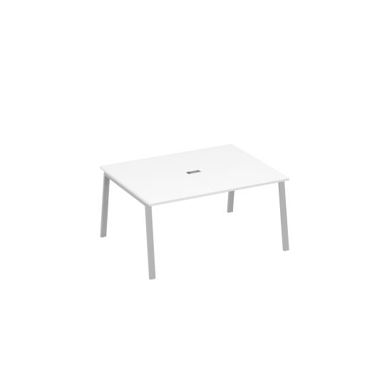 Стол 160 на металлокаркасе TRE для переговорной белый премиум / металлокаркас серый