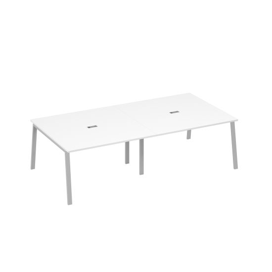 Стол 280 с опорами TRE для переговоров белый премиум / металлокаркас серый