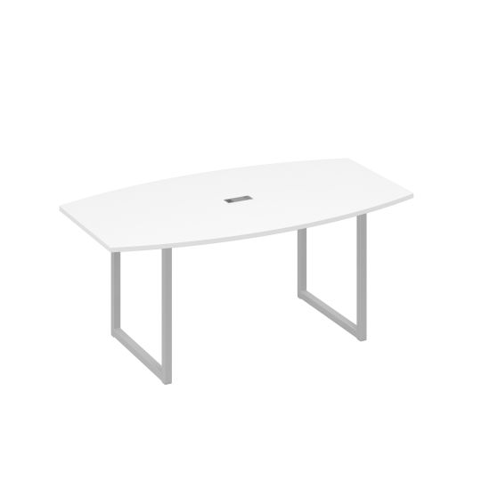 Стол для переговоров 180 на каркасе QUATTRO белый премиум / металлокаркас серый