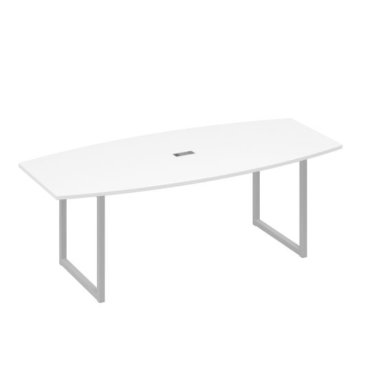 Переговорный стол 220 на каркасе QUATTRO белый премиум / металлокаркас серый