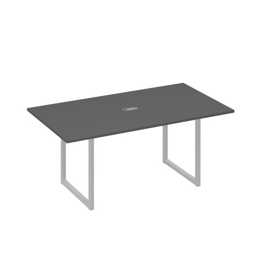 Стол 180 с опорами QUATTRO переговорный антрацит премиум / металлокаркас серый
