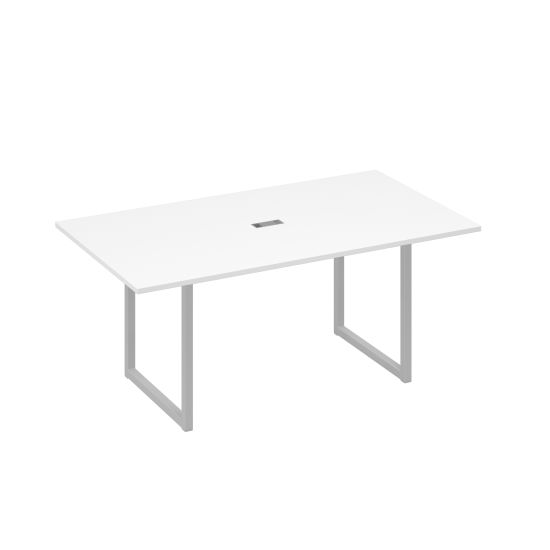 Стол 180 с опорами QUATTRO переговорный белый премиум / металлокаркас серый