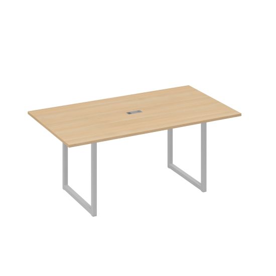 Стол 180 с опорами QUATTRO переговорный натуральный дуб / металлокаркас серый