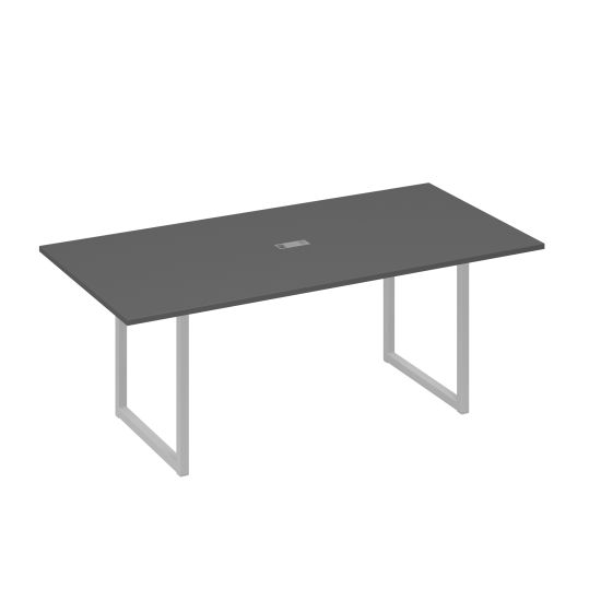 Стол 200 с металлокаркасом QUATTRO для переговоров антрацит премиум / металлокаркас серый