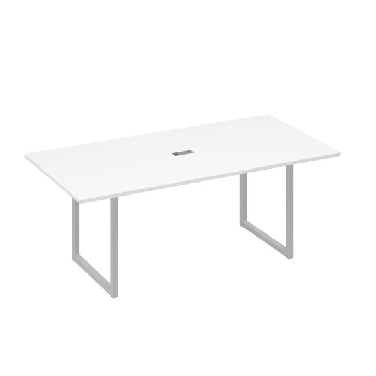 Стол 200 с металлокаркасом QUATTRO для переговоров белый премиум / металлокаркас серый