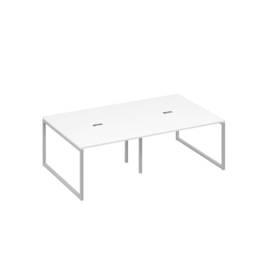 Стол 240 переговорный на опорах QUATTRO белый премиум / металлокаркас серый