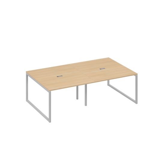 Стол 240 переговорный на опорах QUATTRO натуральный дуб / металлокаркас серый