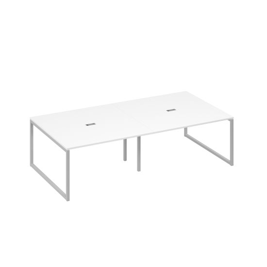Стол 280 переговорный с опорами QUATTRO белый премиум / металлокаркас серый