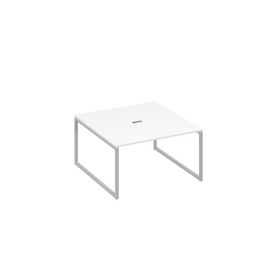 Переговорный стол 140 на металлокаркасе QUATTRO белый премиум / металлокаркас серый