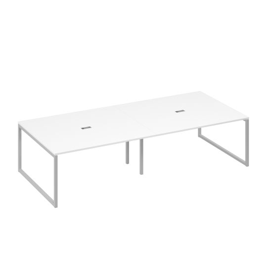 Стол 320 с опорами QUATTRO для переговоров белый премиум / металлокаркас серый