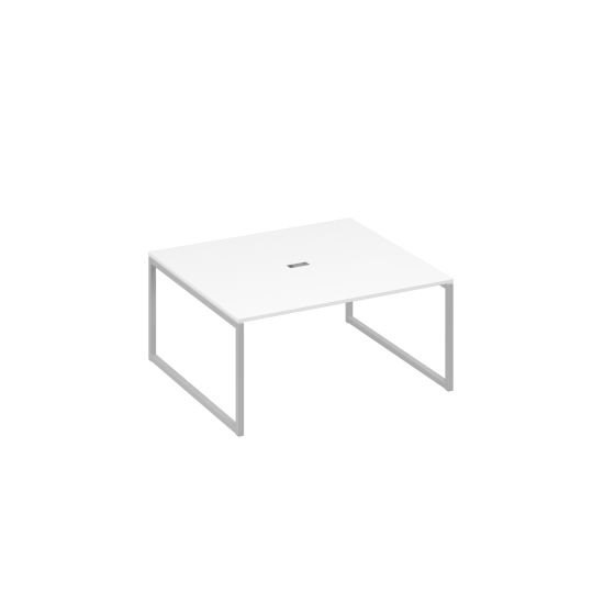 Стол переговорный 160 на каркасе QUATTRO белый премиум / металлокаркас серый