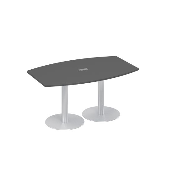 Стол 160x100 фигурный на опорах-колоннах для переговоров антрацит премиум