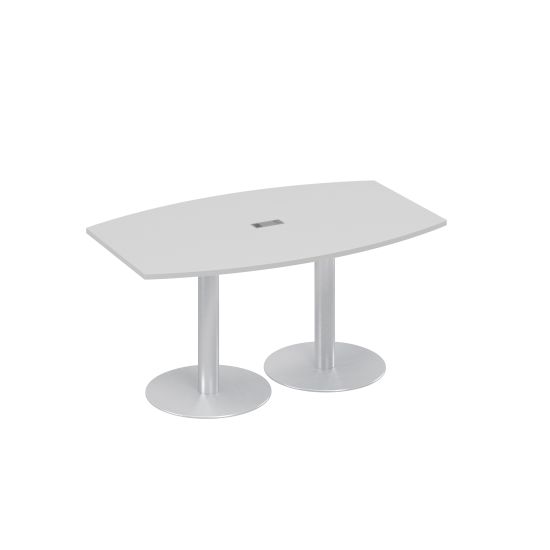 Стол 160x100 фигурный на опорах-колоннах для переговоров серый