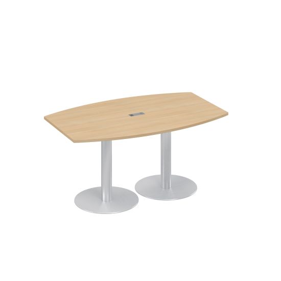 Стол 160x100 фигурный на опорах-колоннах для переговоров натуральный дуб