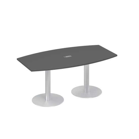 Стол 180x100 фигурный на опорах-колоннах переговорный антрацит премиум