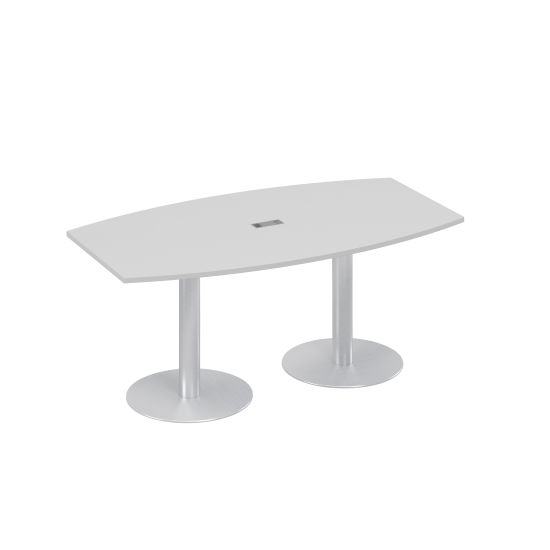 Стол 180x100 фигурный на опорах-колоннах переговорный серый