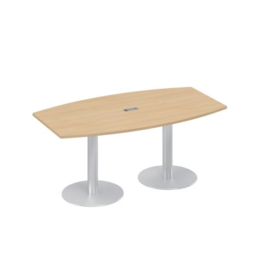 Стол 180x100 фигурный на опорах-колоннах переговорный натуральный дуб