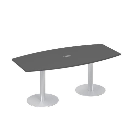 Стол 200x100 на колоннах фигурный для переговоров антрацит премиум