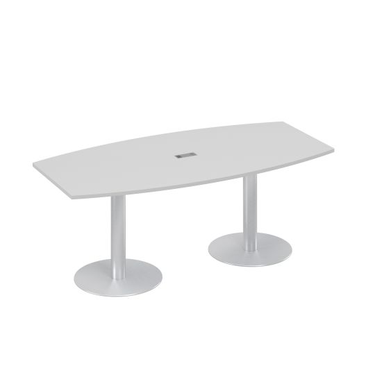 Стол 200x100 на колоннах фигурный для переговоров серый