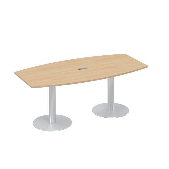 Стол 200x100 на колоннах фигурный для переговоров натуральный дуб