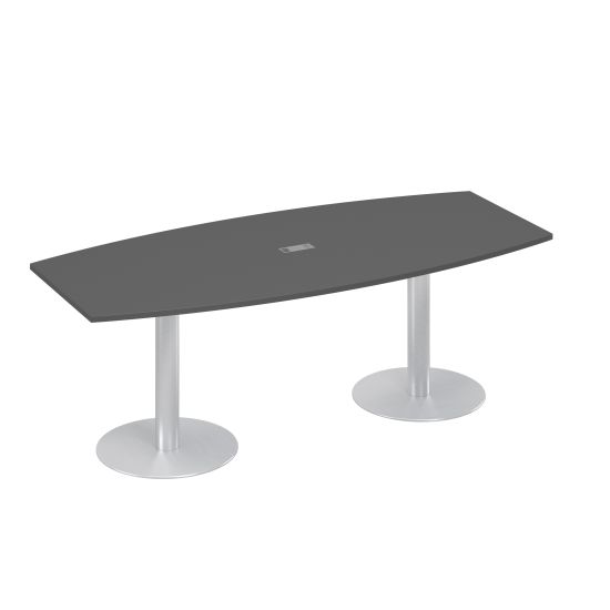 Стол 220x100 фигурный на опорах-колоннах для переговоров антрацит премиум