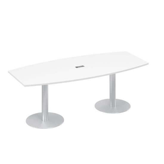 Стол 220x100 фигурный на опорах-колоннах для переговоров белый премиум