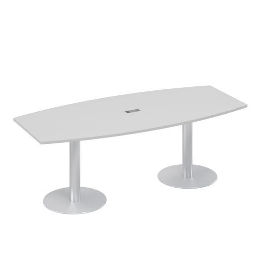 Стол 220x100 фигурный на опорах-колоннах для переговоров серый