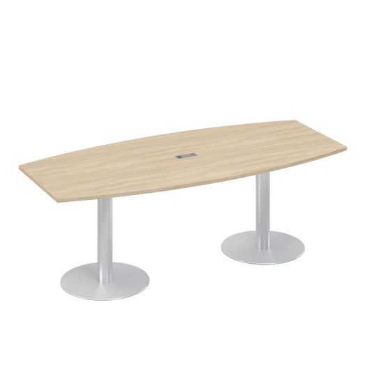 Стол 220x100 фигурный на опорах-колоннах для переговоров дуб скандинавский