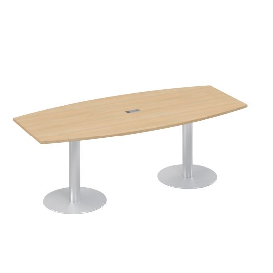 Стол 220x100 фигурный на опорах-колоннах для переговоров натуральный дуб