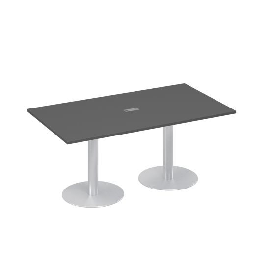 Стол 180 в переговорную на опорах-колоннах антрацит премиум