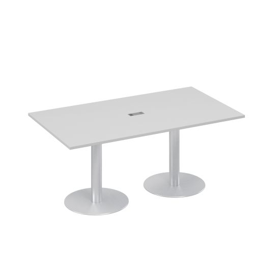 Стол 180 в переговорную на опорах-колоннах серый