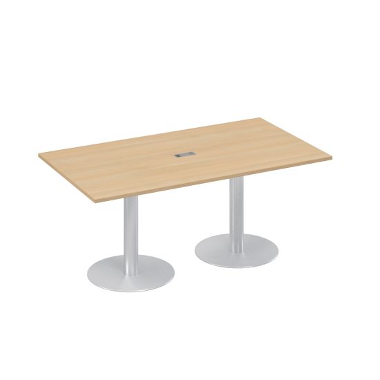 Стол 180 в переговорную на опорах-колоннах натуральный дуб