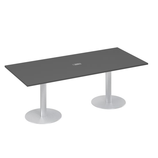 Стол для переговоров 220 на колоннах с дисками антрацит премиум