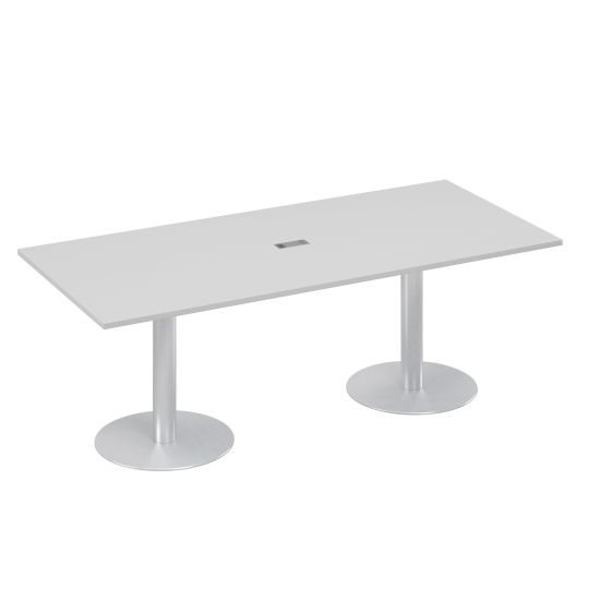 Стол для переговоров 220 на колоннах с дисками серый