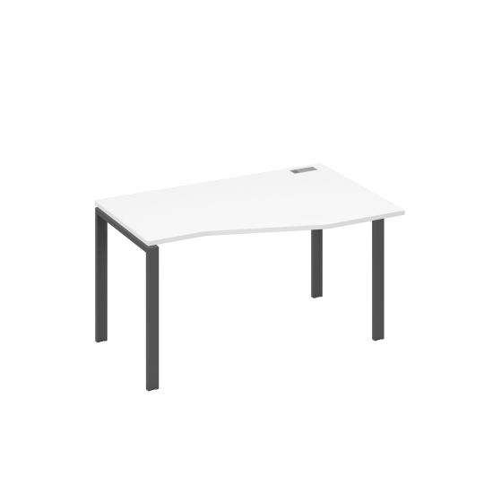 Стол на металлокаркасе UNO эргономичный правый Техно белый премиум / металлокаркас антрацит