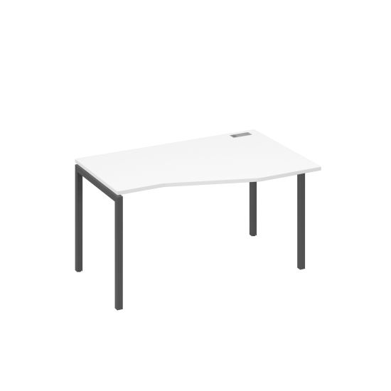 Стол на металлокаркасе DUE правый Техно эргономичный белый премиум / металлокаркас антрацит