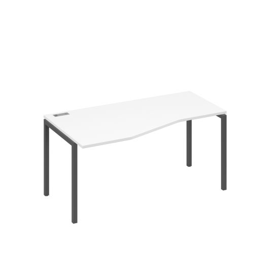 Стол эргономичный левый Техно на металлокаркасе DUE белый премиум / металлокаркас антрацит
