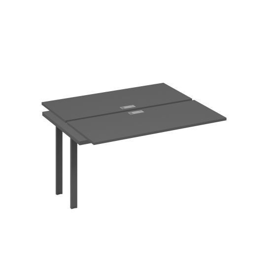 Секция стола рабочей станции на металлокаркасе UNO (2х140) антрацит премиум / металлокаркас антрацит