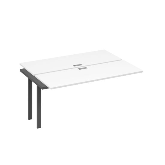 Секция стола рабочей станции на металлокаркасе UNO (2х160) белый премиум / металлокаркас антрацит