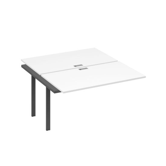 Секция стола рабочей станции 2х140 на каркасе UNO белый премиум / металлокаркас антрацит